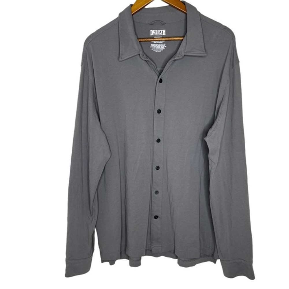Duluth Trading Co Grey Long Sleeve Button Front Shirt Size XL Mens